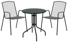 Σετ Κήπου Τραπεζαρία Vergo - Pomedon 3 τεμ Μαύρο Μέταλλο 60x60x70 εκ.