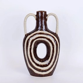 Βάζο Κεραμικό 752-20338 21,8x7,5x39cm Brown-Beige Estheti Home Κεραμικό