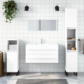 Ντουλάπι Μπάνιου με Καθρέφτη Λευκό από Επεξεργασμένο Ξύλο - Λευκό