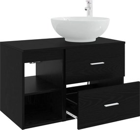 vidaXL Σετ Επίπλων Μπάνιου 2 τμχ. Μαύρη Δρυς Επεξεργασμένο Ξύλο