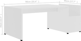 vidaXL Τραπεζάκι Σαλονιού Λευκό 90 x 45 x 35 εκ. από Επεξ. Ξύλο