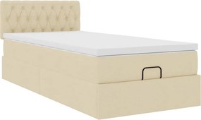 vidaXL Οθωμανικό κρεβάτι με στρώμα Cream 100x200cm ύφασμα