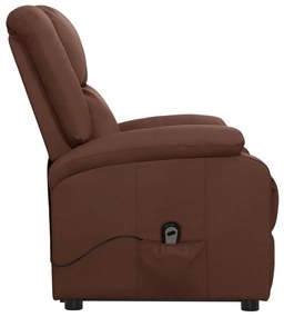 vidaXL Πολυθρόνα Μασάζ με Ανύψωση Γυαλ. Καφέ Συνθ. Δέρμα