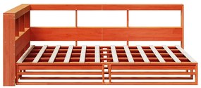 Κρεβάτι Βιβλιοθήκη Χωρίς Στρώμα 120x190 εκ Μασίφ Ξύλο Πεύκου - Καφέ