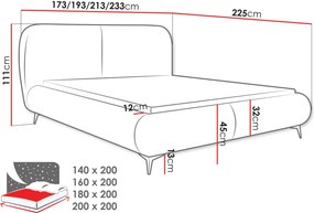 Επενδυμένο κρεβάτι Moe-Beige-160 x 200