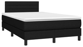 vidaXL Κρεβάτι Boxspring με Στρώμα &amp; LED Μαύρο 120x200 εκ. Υφασμάτινο