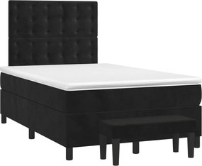vidaXL Κρεβάτι Boxspring με Στρώμα Μαύρο 120 x 200 εκ. Βελούδινο