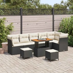 vidaXL Σετ Καναπέ Κήπου 9 pcs Μαύρο και κρεμ 90 x 55 x 71 cm