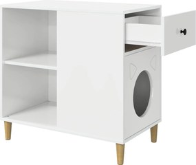 vidaXL Σπίτι Γάτας Λαμπερό Λευκό 72 x 42.5 x 70 εκ. Επεξεργασμένο Ξύλο