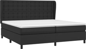 vidaXL Κρεβάτι Boxspring με Στρώμα Μαύρο 200x200 εκ. Συνθετικό Δέρμα