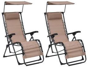 312473 vidaXL Καρέκλες Εξ. Χώρου Πτυσσόμενες 2 τεμ. Taupe από Textilene μπεζ-γκρι, 1 Τεμάχιο