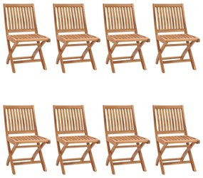 Καρέκλες Κήπου Πτυσσόμενες 8 τεμάχια από Μασίφ Ξύλο Teak