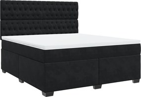 vidaXL Κρεβάτι Boxspring με Στρώμα Μαύρο 180x200 εκ. Βελούδινο