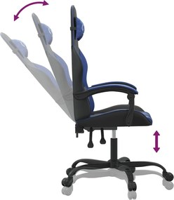 vidaXL Καρέκλα Gaming Μαύρο/Μπλε από Συνθετικό Δέρμα
