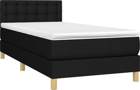 vidaXL Κρεβάτι Boxspring με Στρώμα &amp; LED Μαύρο 80x200 εκ. Υφασμάτινο