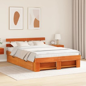 vidaXL Σκελετός Κρεβατιού Καφέ κεριού 160 x 200 cm Μασίφ ξύλο πεύκου