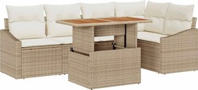 vidaXL Σετ Καναπέ Κήπου με αποθήκευση 6 pcs Μπεζ Πολυ ράταν