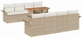 vidaXL Σετ Καναπέ Κήπου με αποθήκευση 9 pcs Μπεζ Πολυ ράταν