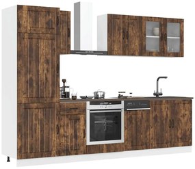 vidaXL Σετ Ντουλαπιών Κουζίνας 8 Τεμαχίων "Lucca" από Καπνιστή Δρυ και Μηχανικά Απορροφημένο Ξύλο