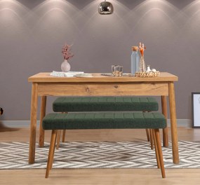 Τραπεζαρία 3τμχ Πεύκο Atlantic / Πράσινο COSTA 120x75x75