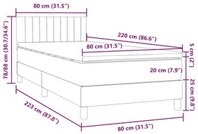 BOX SPRING ΚΡΕΒΑΤΙ ΜΕ ΣΤΡΩΜΑ ΑΝΟΙΧΤΟ ΓΚΡΙ 80X220 CM ΒΕΛΟΥΔΙΝΟ 3316425