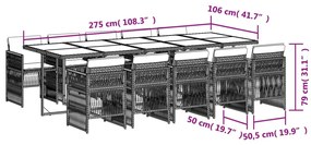 vidaXL Σετ Τραπεζαρίας Κήπου 11 τεμ Μαύρο από Συνθ. Ρατάν με Μαξιλάρια