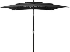 vidaXL Ομπρέλα Κήπου 3 Επ. Μαύρη 2,5x2,5μ με Ιστό Αλουμινίου