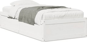 vidaXL Σκελετός Κρεβ. Χωρίς Στρώμα Λευκό 75x190 εκ Μασίφ Πεύκο