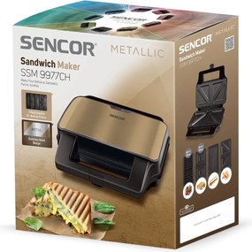 Τοστιέρα με 4 Αποσπώμενες Πλάκες CoolTouch Sencor SSM 9977CH Χρυσαφί