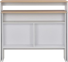 vidaXL Τραπέζι Μπαρ με 2 Επιφάνειες Λευκό / Δρυός 130 x 40 x 120 εκ.