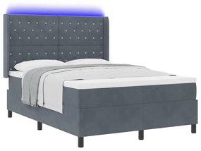 vidaXL Κρεβάτι Box Spring LED με Στρώμα Σκούρο γκρι 160 x 200 cm
