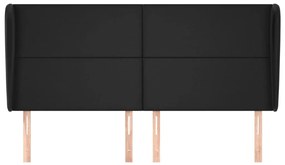 Κεφαλάρι με Πτερύγια Μαύρο 163x23x118/128 εκ. Συνθ. Δέρμα - Μαύρο