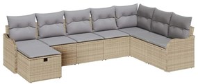 vidaXL Σετ Καναπέ Κήπου με μαξιλάρι 8 pcs Μπεζ Πολυ ράταν