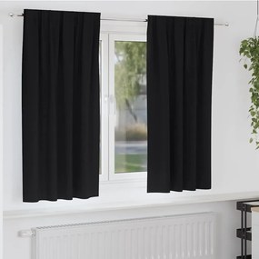 vidaXL Κουρτίνες με κουρτίνες 2 pcs Μαύρο Πολυεστέρας