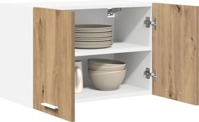 vidaXL Κρεμαστό ντουλάπι με πόρτα 2 pcs Χειροποίητη Δρυς και Λευκό