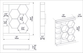 Βιβλιοθήκη Λευκό / Καρυδί PRICLAS 140x29.6x177.4
