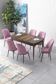 Extendable Dining Table &amp; Chairs Set (7 Pieces) Zen - Baroque, Pink Baroque
Pink