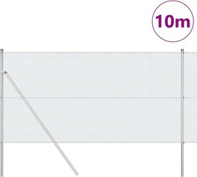 vidaXL Στύλος Περιφράξεων Ασημί 10 x 1,4 μ (16 x 16 mm δικτύωμα)