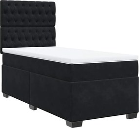 vidaXL Κρεβάτι Boxspring με Στρώμα Μαύρο 80 x 200 εκ. Βελούδινο