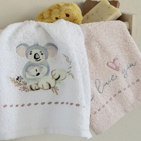 Πετσέτες Βρεφικές Koala Love (Σετ 2τμχ) White-Pink Nima Σετ Πετσέτες 30x50cm 100% Βαμβάκι