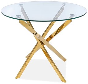 Τραπέζι Agis Φ90x75 χρυσή βάση/tempered glass DIOMMI AGISZL90