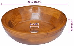 vidaXL Νιπτήρας Ø40 x 10 εκ. από Μασίφ Ξύλο Teak