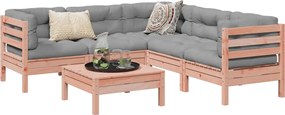 vidaXL Καναπές Κήπου Σετ 6 Τεμ. Μασίφ Ψευδοτσούγκα Ελάτης Μαξιλάρια