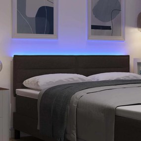 vidaXL LED κεφαλάρι Σκούρο Καφέ ύφασμα