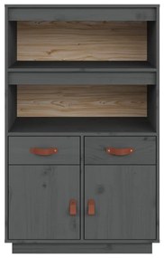 vidaXL Ντουλάπι Ψηλό Γκρι 67x40x108,5 εκ. από Μασίφ Ξύλο Πεύκου