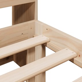 Κρεβάτι Βιβλιοθήκη Χωρίς Στρώμα 90x200 εκ Μασίφ Ξύλο Πεύκου - Καφέ