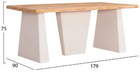ΤΡΑΠΕΖΙ ΣΕΙΡΑ SANTORINI HM18042 ΤΟΠ ΞΥΛΟ ΕΛΑΤΟΥ-ΠΟΔΙΑ MDF ΥΠΟΛΕΥΚΑ 179x90x75Υεκ.