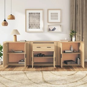 vidaXL Ντουλάπι 3 τεμ. Sonoma Δρυς από Επεξεργασμένο Ξύλο