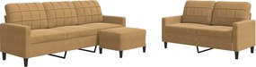 vidaXL Πολυθρόνες Σετ 3 Τεμαχίων Καφέ από Βελούδο με Μαξιλάρια