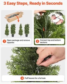 VEVOR Artificial Topiary Cedar Trees, 2 Set 1524mm Faux Pine Shrubs Plants, Fake Silk Tree Look Real, Easy Assembly for Decor Front Porch Outdoor Patio Garden Balcony Backyard Indoor Office